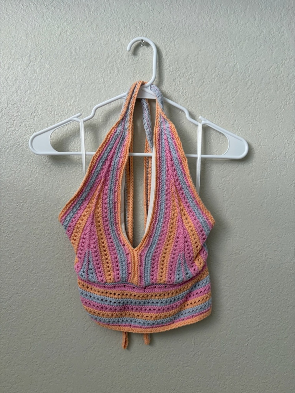 Medium Hollister Bright Multicolored Halter Top Crochet